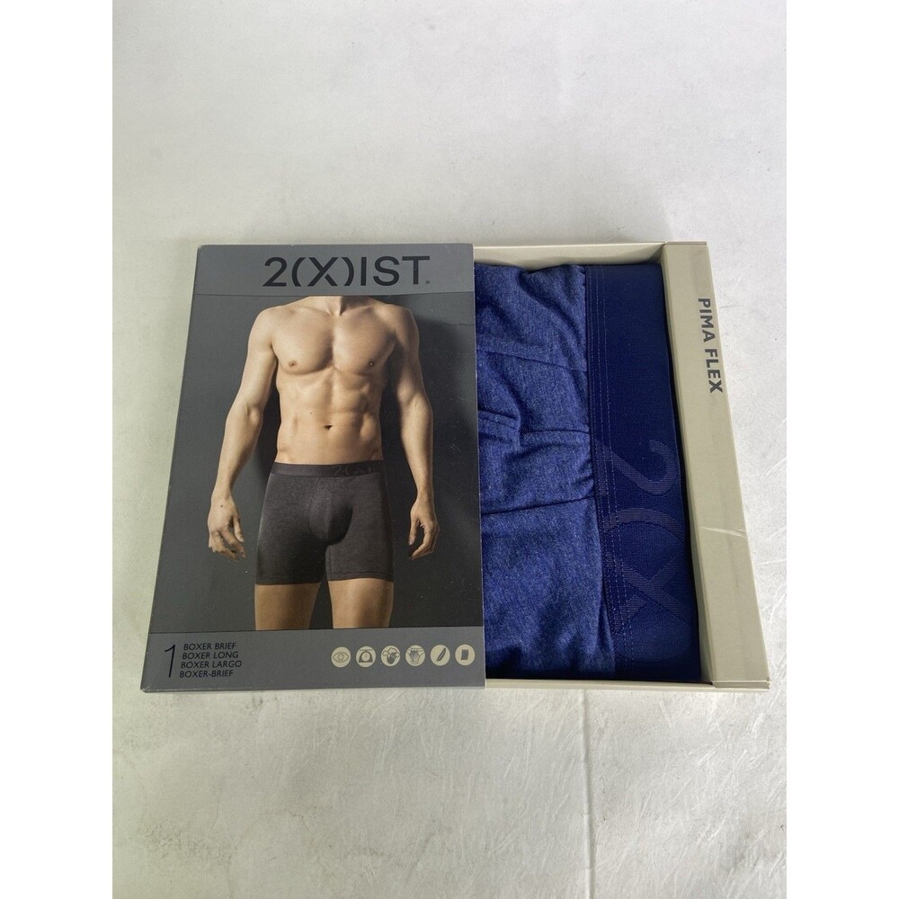 2xist Pima Flex Boxer Brief Blue Underwear Mens Size S